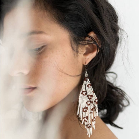 Beaded Fringe Earrings in Vaquita - Picture 1 of 4